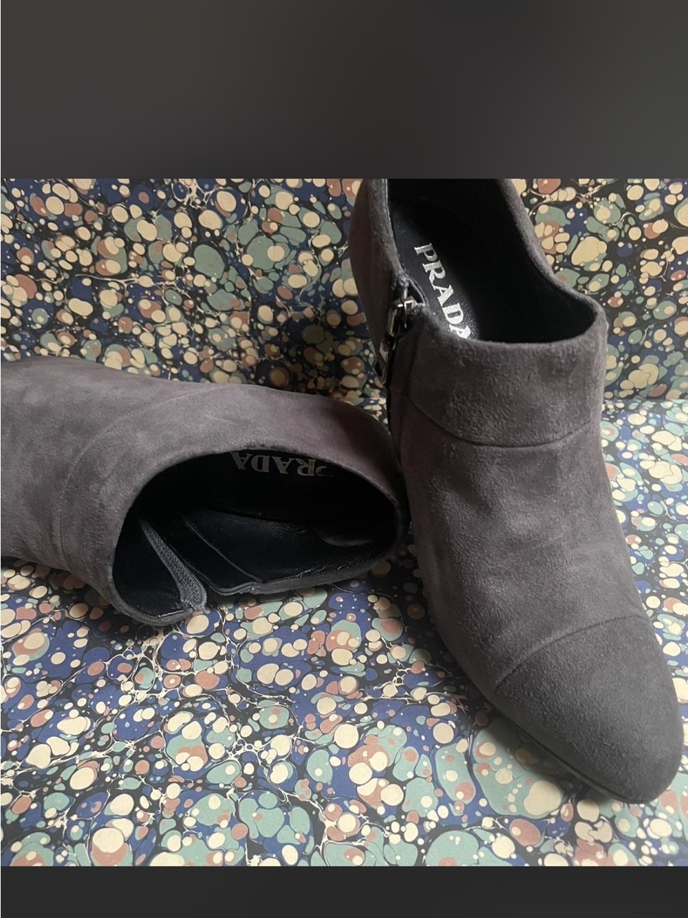 Prada Gray Suede womensa Boots with Side Zip